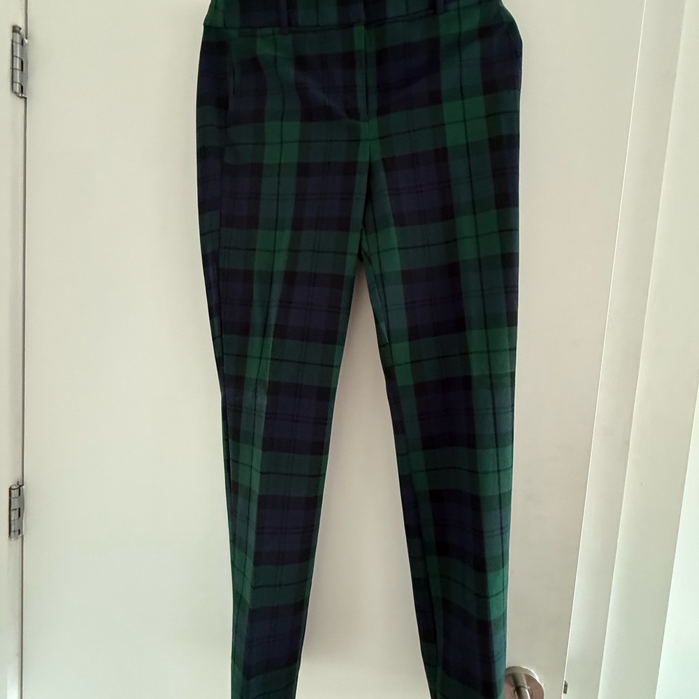 J. Crew Emerald and Navy Plaid Pants